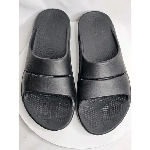 Oofos OOahh Sport Slide Mens Size 12 Womens 14 Black Oofoam Arch Support Sandals