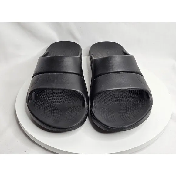 Oofos OOahh Sport Slide Mens Size 12 Womens 14 Black Oofoam Arch Support Sandals