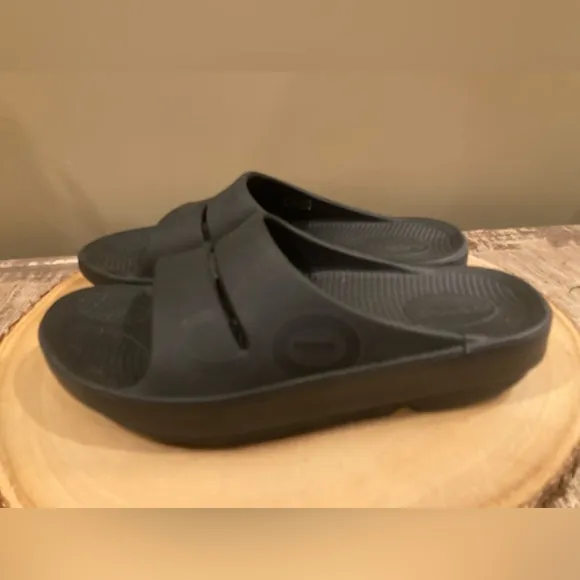 Oofos OOahh Sport Slide Mens Sz 5 Womens 7 Black Oofoam Arch Support Sandals NEW