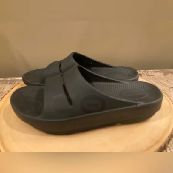 Oofos OOahh Sport Slide Mens Sz 5 Womens 7 Black Oofoam Arch Support Sandals NEW