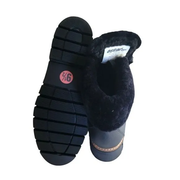 Oscar Sport Womens Boots Black 9.5 Combat Kira Shearling Lined Made in Italy New
