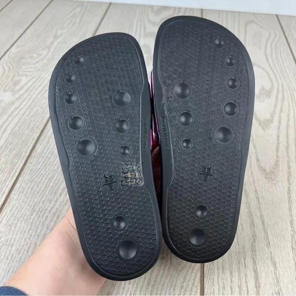 P448 Super Water Resistant Leopard Print Slide Sandals 3.5 Black Purple $99
