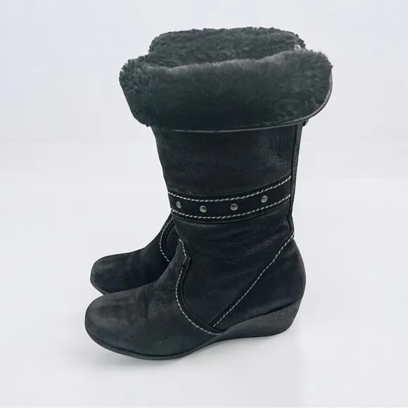 PAJAR black shearling waterproof heeled boots, sz 7