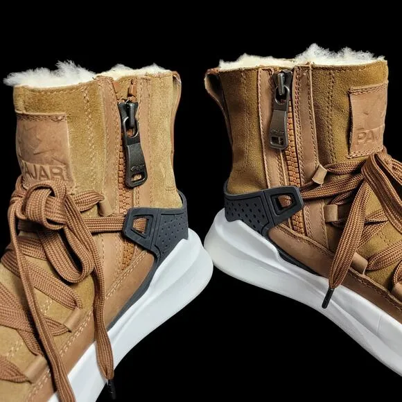 Pajar Exo Light Sneaker Boots Brown Shearling Winter Leather Sheepskin Furry 9.5