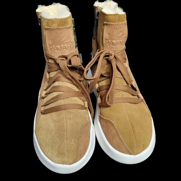 Pajar Exo Light Sneaker Boots Brown Shearling Winter Leather Sheepskin Furry 9.5
