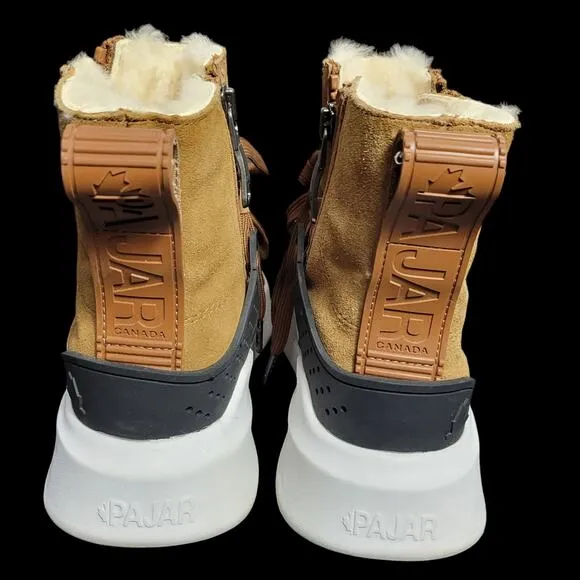 Pajar Exo Light Sneaker Boots Brown Shearling Winter Leather Sheepskin Furry 9.5