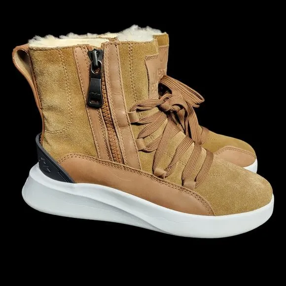Pajar Exo Light Sneaker Boots Brown Shearling Winter Leather Sheepskin Furry 9.5