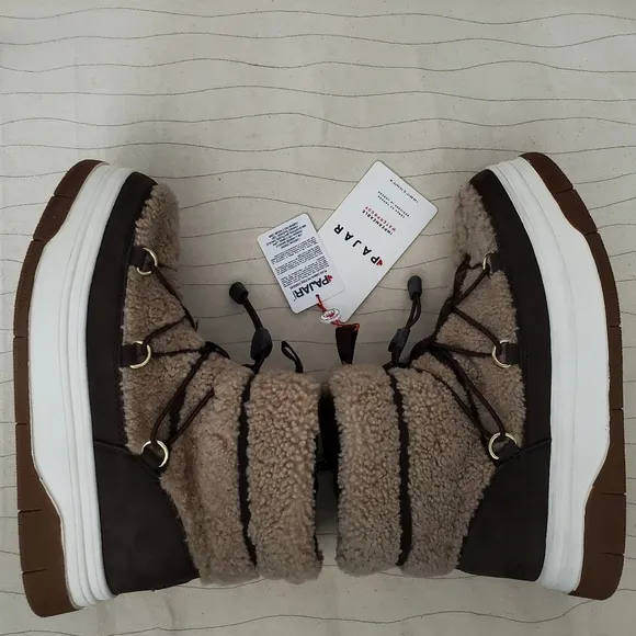 Pajar Womens Jannie Waxy Nubuck Shearling Brown Ankle Boots Shoes Size 10 NEW