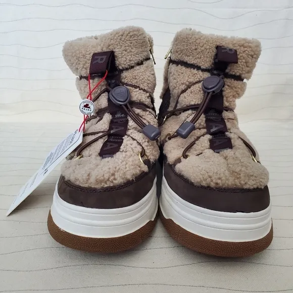Pajar Womens Jannie Waxy Nubuck Shearling Brown Ankle Boots Shoes Size 10 NEW