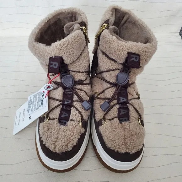 Pajar Womens Jannie Waxy Nubuck Shearling Brown Ankle Boots Shoes Size 10 NEW
