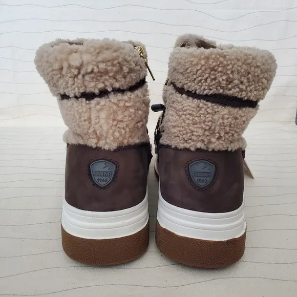 Pajar Womens Jannie Waxy Nubuck Shearling Brown Ankle Boots Shoes Size 10 NEW