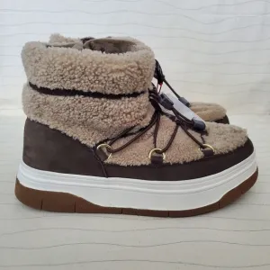 Pajar Womens Jannie Waxy Nubuck Shearling Brown Ankle Boots Shoes Size 10 NEW