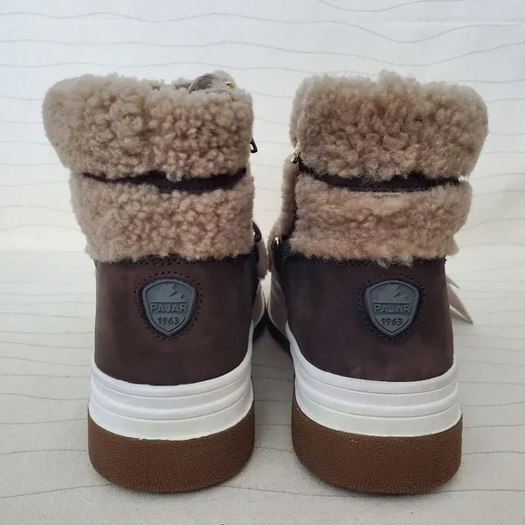 Pajar Womens Jannie Waxy Nubuck Shearling Brown Ankle Boots Shoes Size 7 NEW