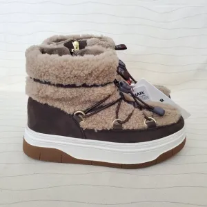 Pajar Womens Jannie Waxy Nubuck Shearling Brown Ankle Boots Shoes Size 7 NEW