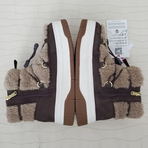 Pajar Womens Jannie Waxy Nubuck Shearling Brown Ankle Boots Shoes Size 7 NEW