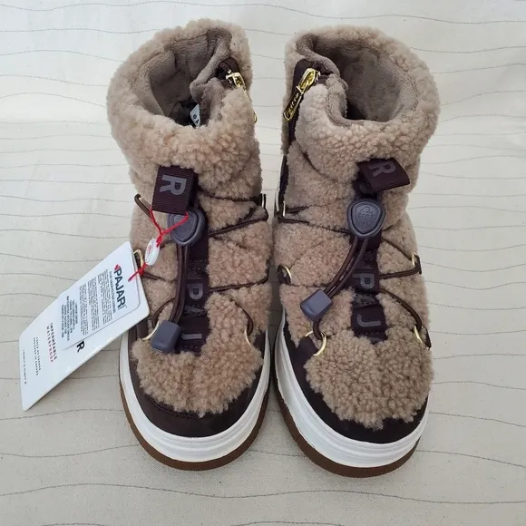 Pajar Womens Jannie Waxy Nubuck Shearling Brown Ankle Boots Shoes Size 7 NEW