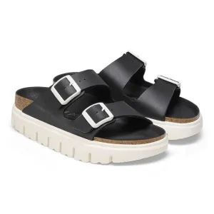 Papillio Birkenstock Arizona Chunky Black Sandals Women Size 37 US 6 White Sole