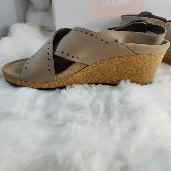 Papillio By Birkenstock Leather Samira Biscuit Rivets Narrow Fit Size 41 New