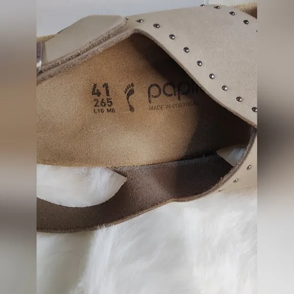 Papillio By Birkenstock Leather Samira Biscuit Rivets Narrow Fit Size 41 New