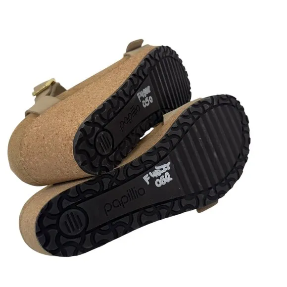 Papillio By Birkenstock Taupe Wedge Sandals Size 39 Adjustable Double Straps