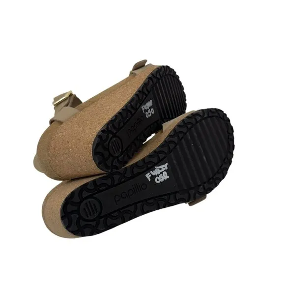 Papillio By Birkenstock Taupe Wedge Sandals Size 39 Adjustable Double Straps