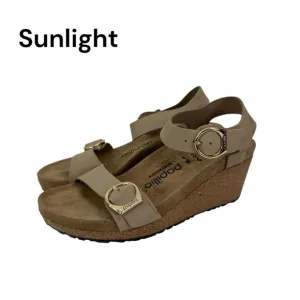 Papillio By Birkenstock Taupe Wedge Sandals Size 39 Adjustable Double Straps