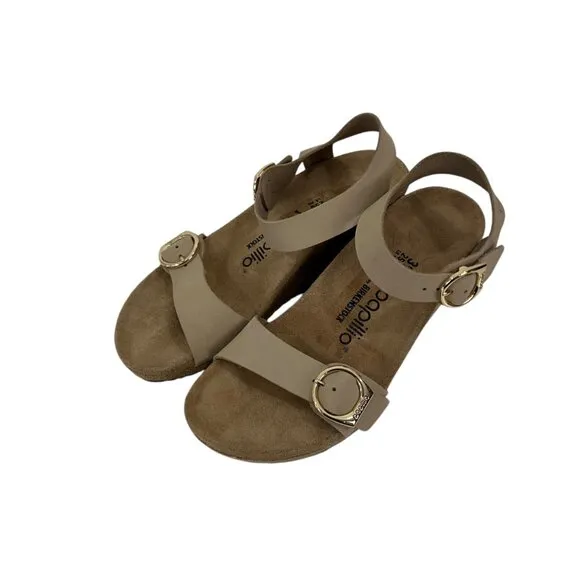 Papillio By Birkenstock Taupe Wedge Sandals Size 39 Adjustable Double Straps