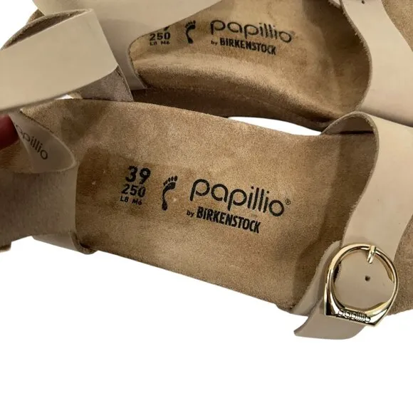 Papillio By Birkenstock Taupe Wedge Sandals Size 39 Adjustable Double Straps