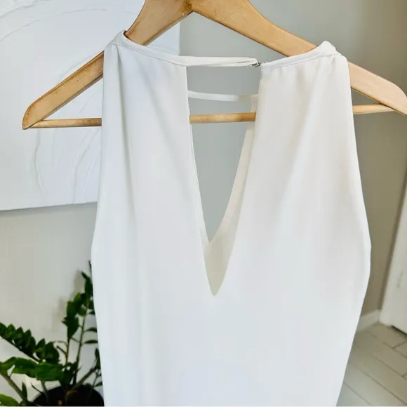 Parker Riviera Lace-Up Sides White Dress KeyholeNeck