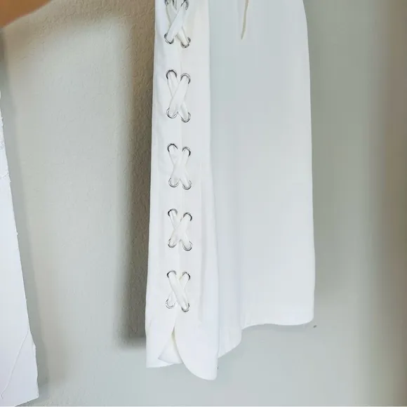 Parker Riviera Lace-Up Sides White Dress KeyholeNeck