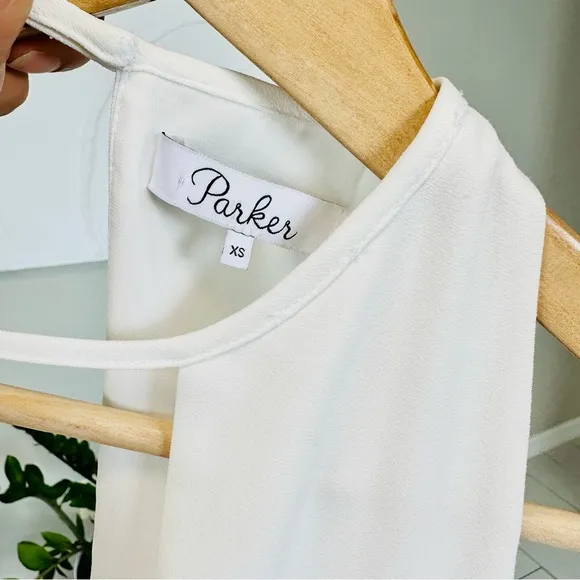 Parker Riviera Lace-Up Sides White Dress KeyholeNeck