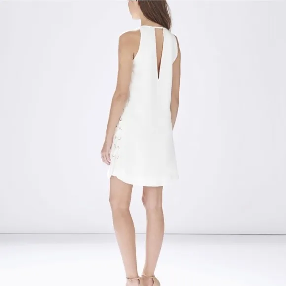 Parker Riviera Lace-Up Sides White Dress KeyholeNeck