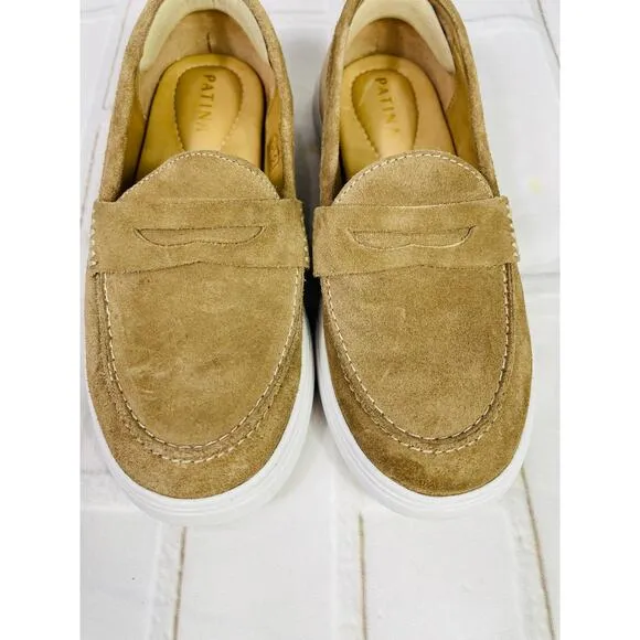 Patina tan suede leather loafers sz 7