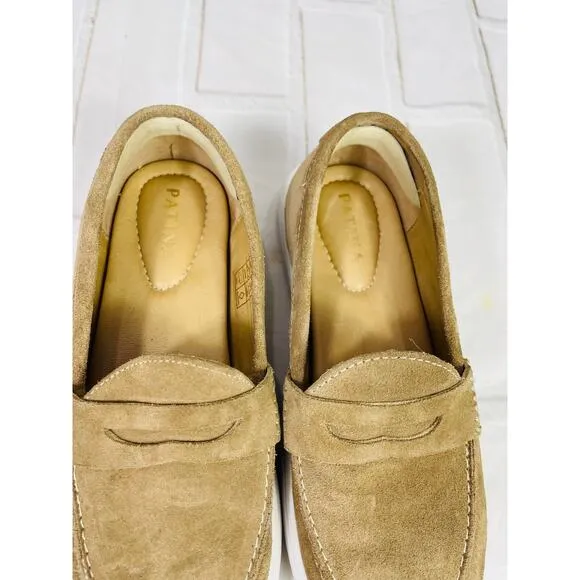 Patina tan suede leather loafers sz 7