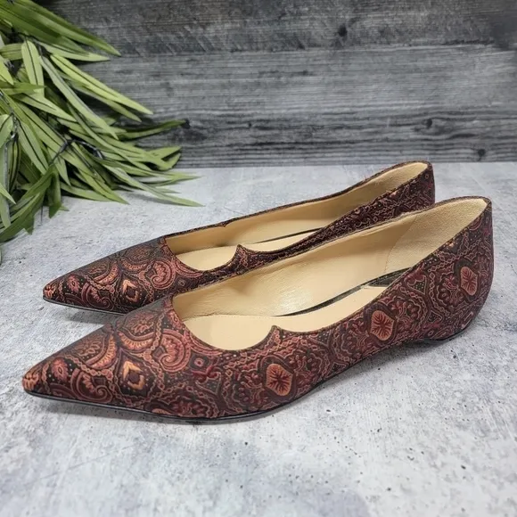 Paul Andrew | Brocade Print Pointy Toe Ballet Flats Size 37