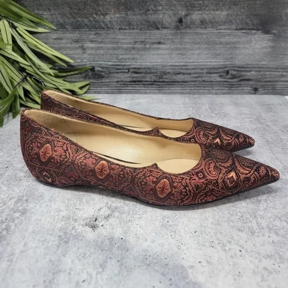Paul Andrew | Brocade Print Pointy Toe Ballet Flats Size 37