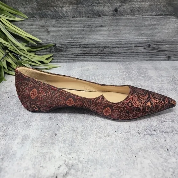 Paul Andrew | Brocade Print Pointy Toe Ballet Flats Size 37