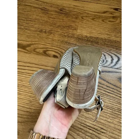 PAUL GREEN Gray Leather Adjustable Strap Arch Support Open Toe Sandal Size 5.5