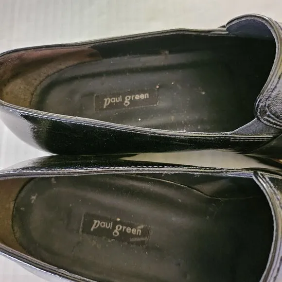 Paul Green Loafers Womens 9 US Black Beagan Patent Leather Slip On Shoes 6.5 UK