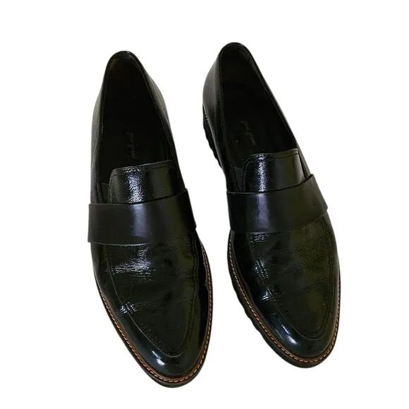 Paul Green Loafers Womens 9 US Black Beagan Patent Leather Slip On Shoes 6.5 UK