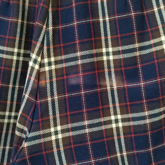 Paul Harris Design 90's Vintage Plaid Preppy Pleated Wide Leg Shorts Navy Red 2