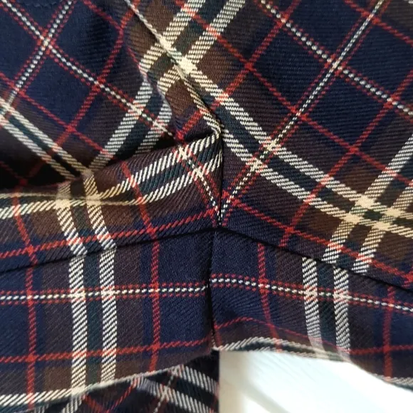 Paul Harris Design 90's Vintage Plaid Preppy Pleated Wide Leg Shorts Navy Red 2