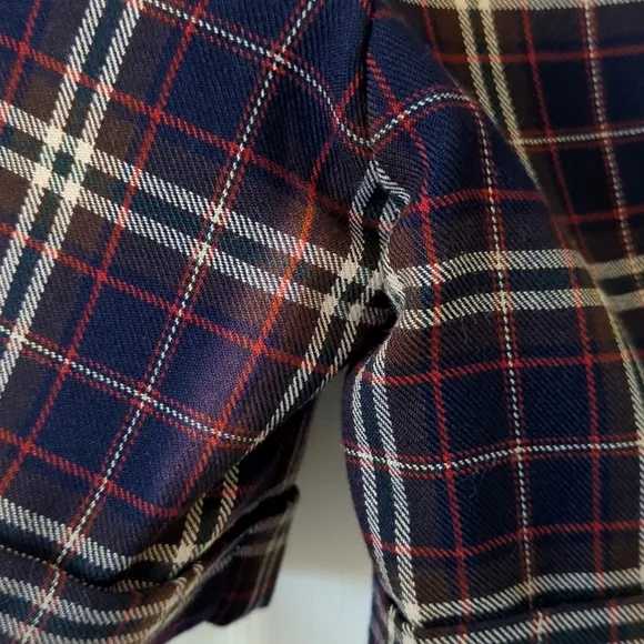 Paul Harris Design 90's Vintage Plaid Preppy Pleated Wide Leg Shorts Navy Red 2