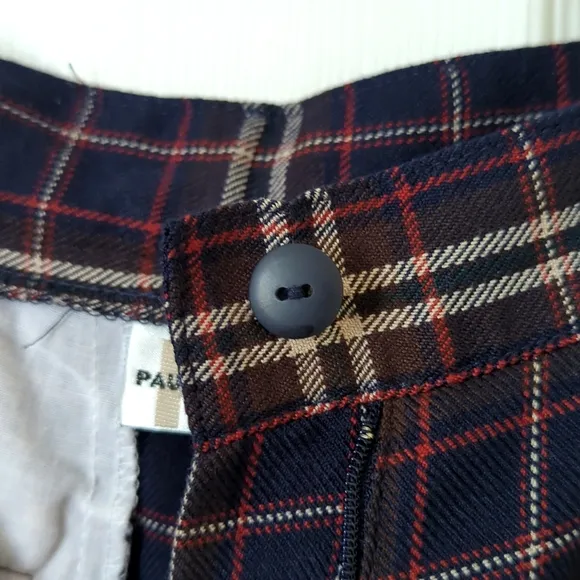 Paul Harris Design 90's Vintage Plaid Preppy Pleated Wide Leg Shorts Navy Red 2