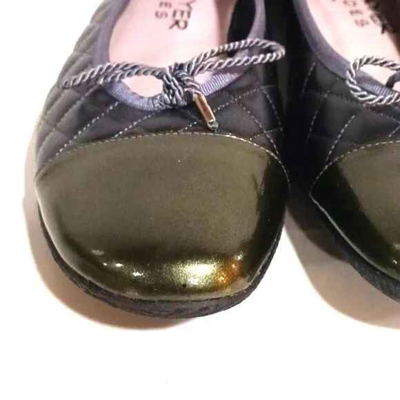 Paul Mayer Best Quilted Ballet Flats Silver Green sz 10.5