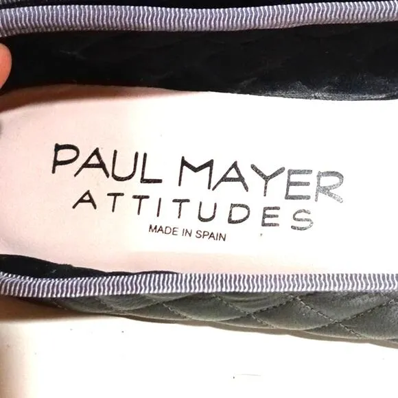 Paul Mayer Best Quilted Ballet Flats Silver Green sz 10.5
