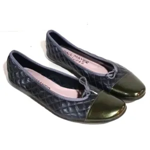 Paul Mayer Best Quilted Ballet Flats Silver Green sz 10.5