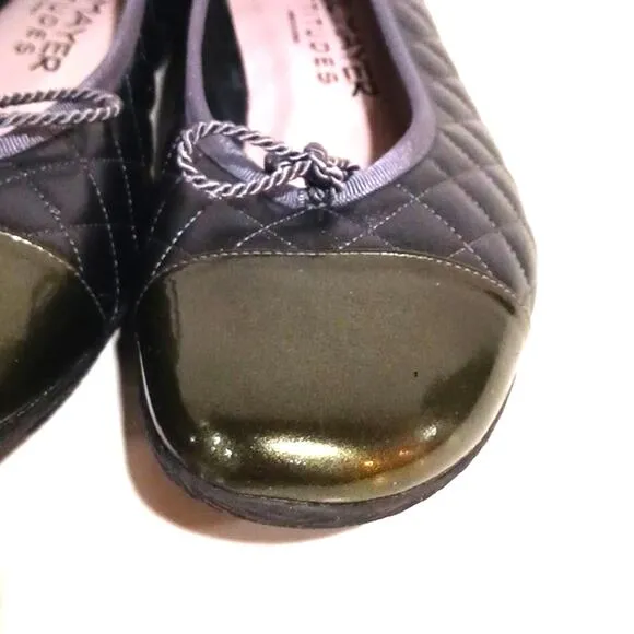 Paul Mayer Best Quilted Ballet Flats Silver Green sz 10.5
