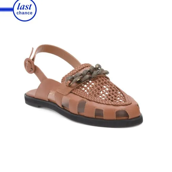 PAULA TORRES Caramel Made In Brazil Leather Veneza Flats
