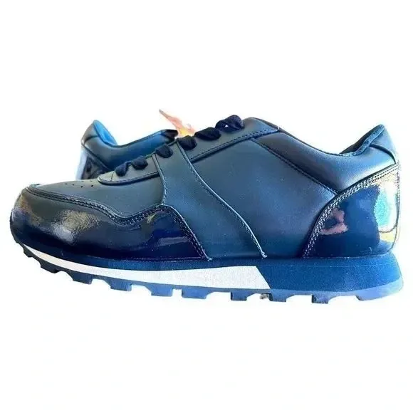 Perry Ellis | Portfolio Men's Navy Blue Sneakers Size 8 NIB Napa Leather